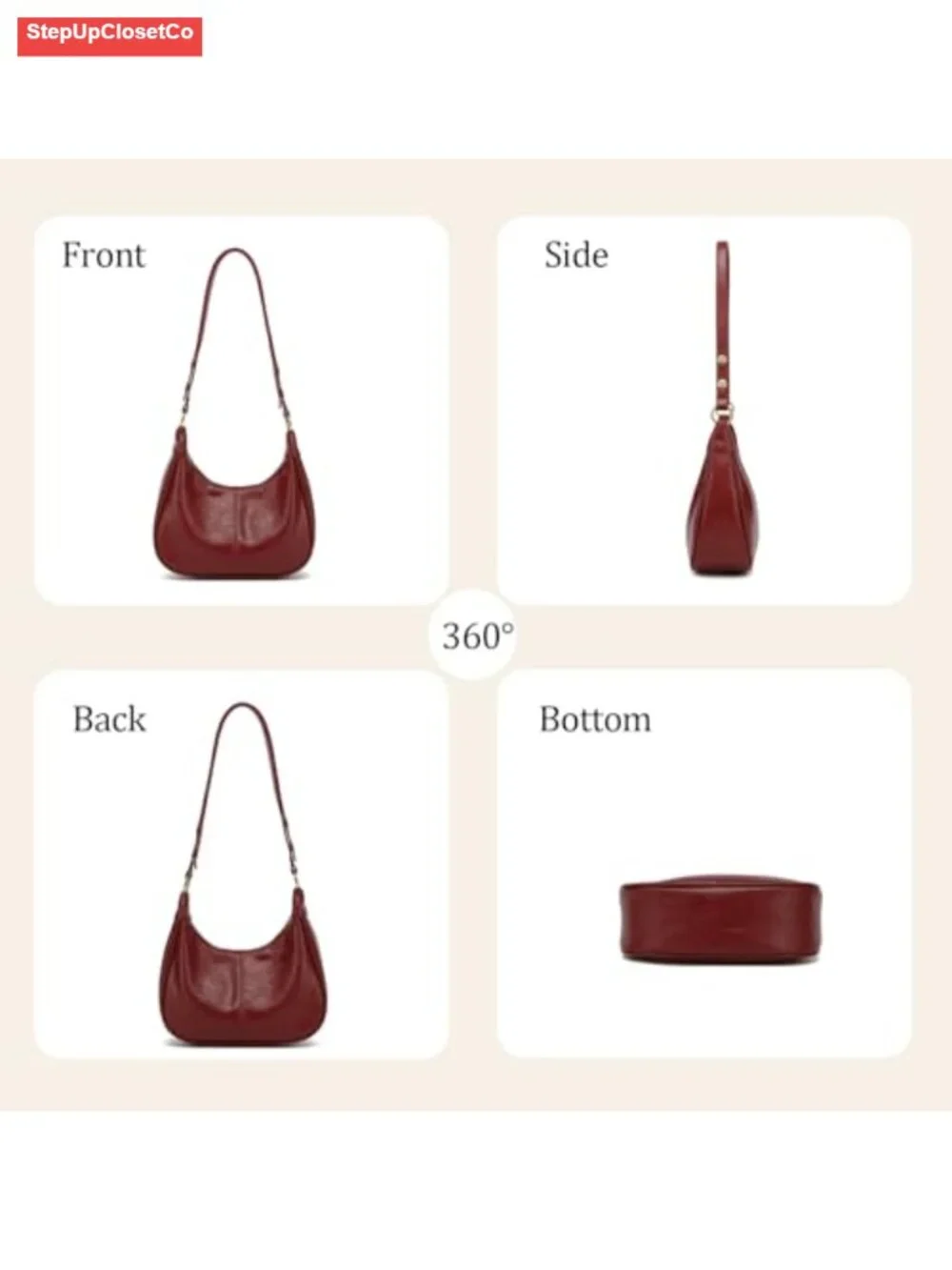 Small Crossbody Bag for Women Retro Hobo Vegan Leather Shoulder Purse